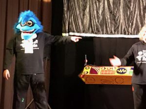 costumed character on stage