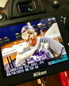 Mrs. Lent with a pie in her face
