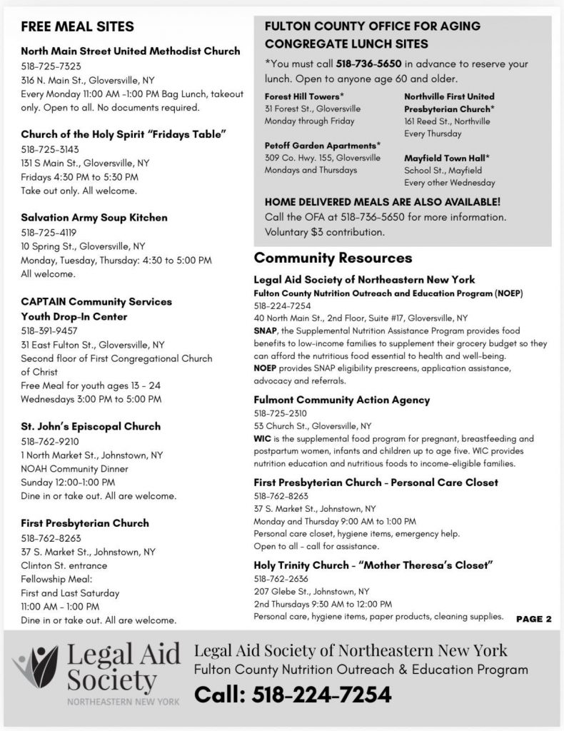 a graphic that lists the names and addresses of food pantries in Fulton County