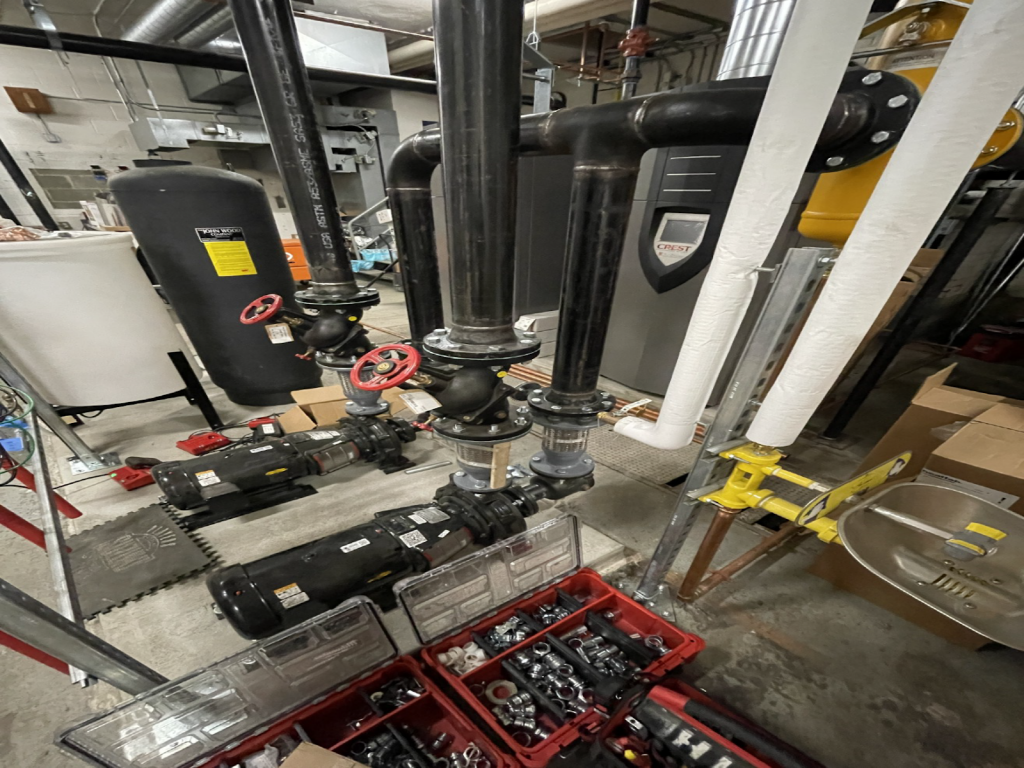 the mechanical controls of a hot water heating system